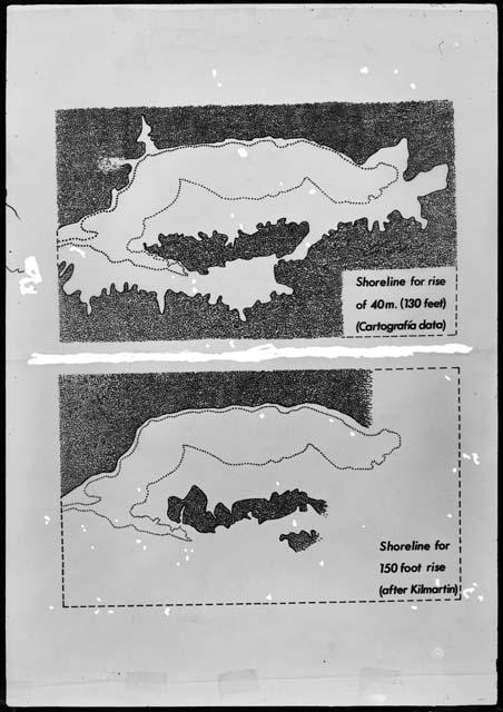 Maps of Lake Peten-Itza over time