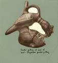 Polychrome painted pottery - Condor pulling at nose of head