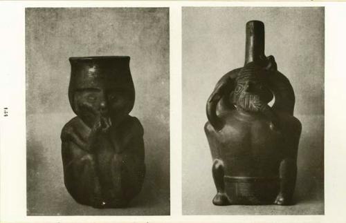 Monkey and musician clay vases