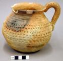 Jar, polacca polychrome style d. reproduction of primitive ware. 13.3 x 14.6 cm.