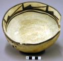 Bowl, polacca polychrome style c. int: linear design; ext: slipped, no design. 1