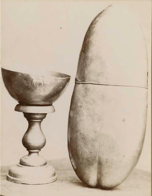 Bowl and large oval flask with cap