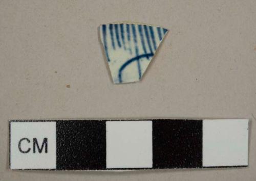 Blue-on-white hand-painted pearlware sherd
