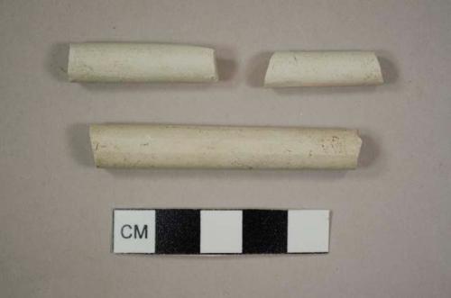 Kaolin/White ball clay pipe stem fragments; 5/64 in bore diameter