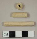 Kaolin or White/buff ball clay pipe stem fragments; 6/64 in bore diameter