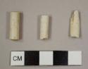 Kaolin/White ball clay pipe stem fragments; 4/64 in bore diameter