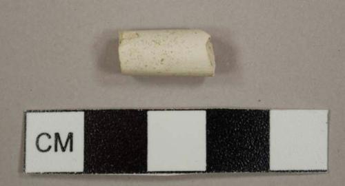 Kaolin/White ball clay pipe stem fragment; 6/64 in bore diameter