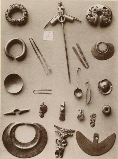 Various objects of copper and gold