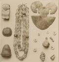 Collection of beads, shells, figure, and other objects