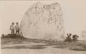 Illustration of large boulder with rock art
