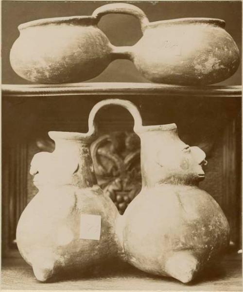 Set of conjoined cups and conjoined jars, both with handles