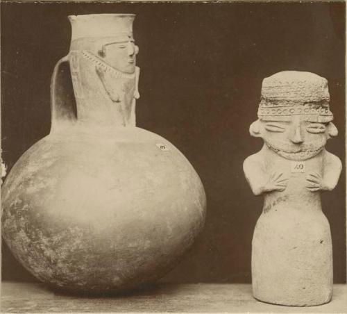 Jar with carved neck, and the bust of a chief