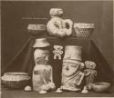 Collection of pottery figures, vases and bowls