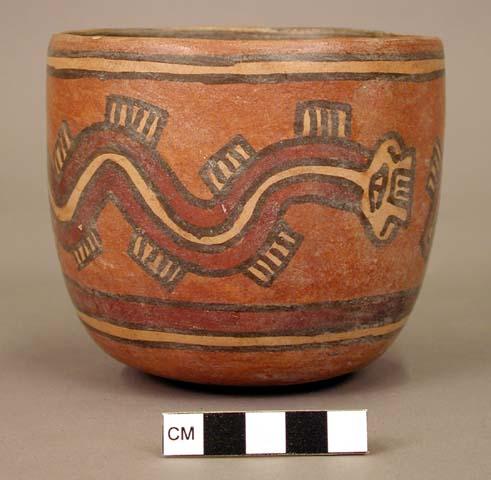 Polychrome pot with serpant design