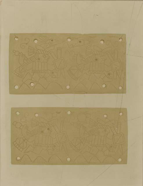 Slate tablets etched with designs found on garment of a mummy