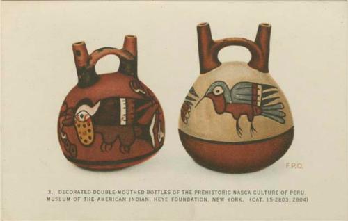 Decorated double-spout bottles