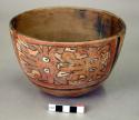 Bowl painted with two masks within two cartouches
