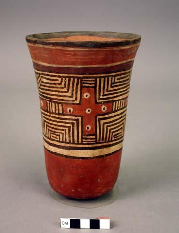 Vase painted with geometric designs