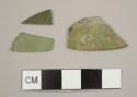 Olive green flat glass fragment