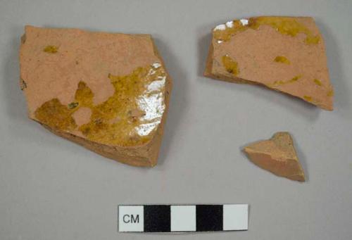 Lead-glazed red earthenware sherd with unglazed exterior