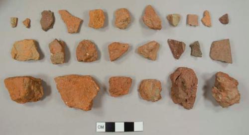 Brick fragments, including some handmade fragments and one fragment of lead-glazed red earthenware