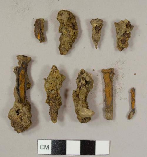 Nails and nail fragments, including some handwrought nails