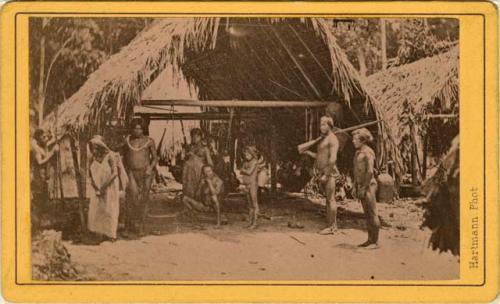 Group under open hut