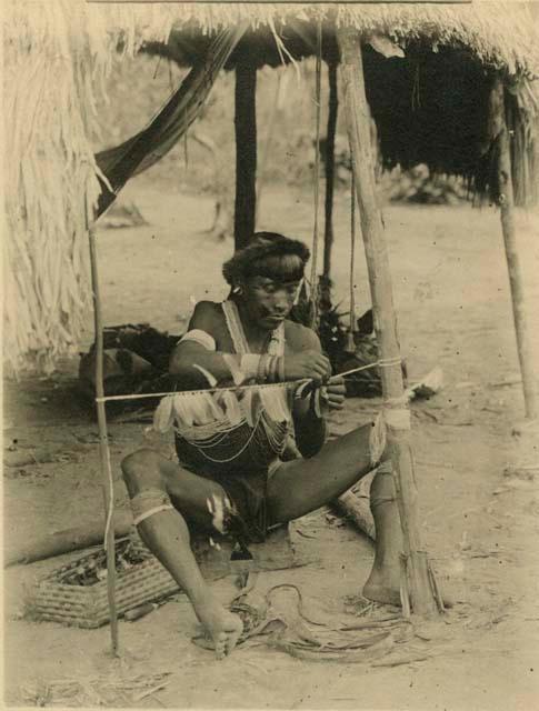 Chief "Yufana" making headdress