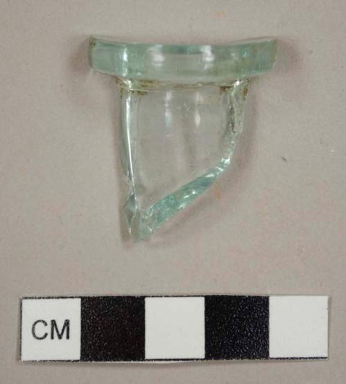 Aqua glass lip and neck bottle fragment