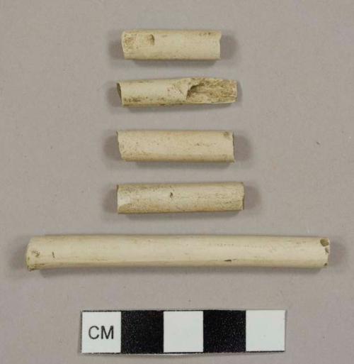 Kaolin/White ball clay pipe stem fragments, 5/64 in bore hole