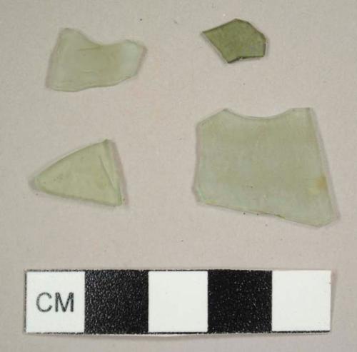 Green window glass fragments