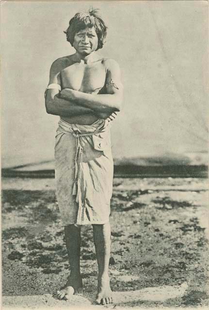 Man standing in front of tent