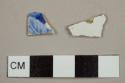 Pearlware sherds, including one with blue transfer-print leaf decoration on one side