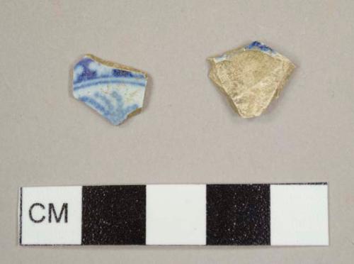 Pearlware sherds with blue transfer print