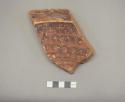 Painted potsherd (Later Ware) 4.82" long - Jhukar painted, pink paste, red & cre