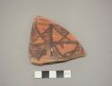 Painted potsherd (3.7" long) - Jhukar painted, pink paste, red slip, black paint