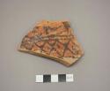 Painted potsherd (3.61" long) - Harappa painted, pink paste, red slip, black pai