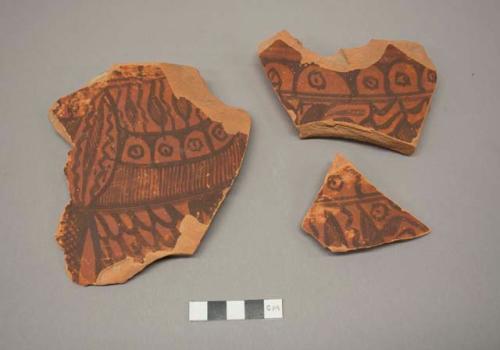 Painted potsherds - Harappa painted - pink paste, red slip, black paint