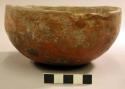 Polychrome pottery bowl - brown, red, white