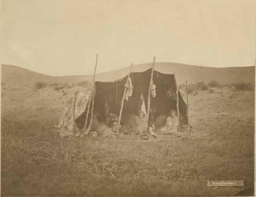 Group inside a tent