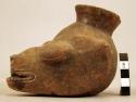 Small effigy pottery vessel - supposedly representing deer's head +