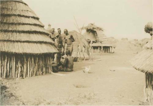 Group next to a hut