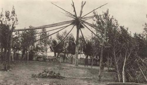 Frame for the Sundance lodge, looking southwest