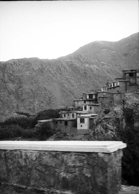 Mountain landscape with buildings