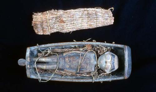 Doll and cradle and cedar bark cover