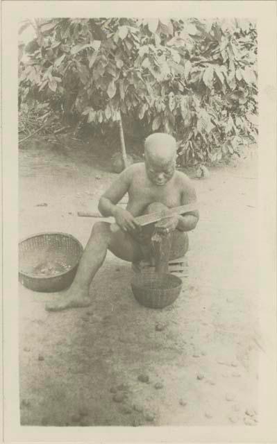 Woman cutting greens