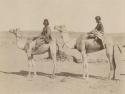 Two men riding camels