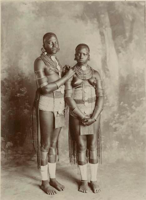 Studio portrait of two women standing