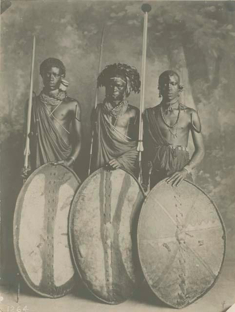 Studio portrait of three warriors