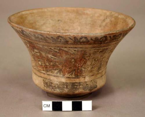 Bowl painted in polychrome with feline "anthropomorphic mythical beings"